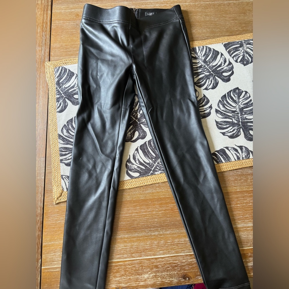 LOFT Black Faux Leather Trousers